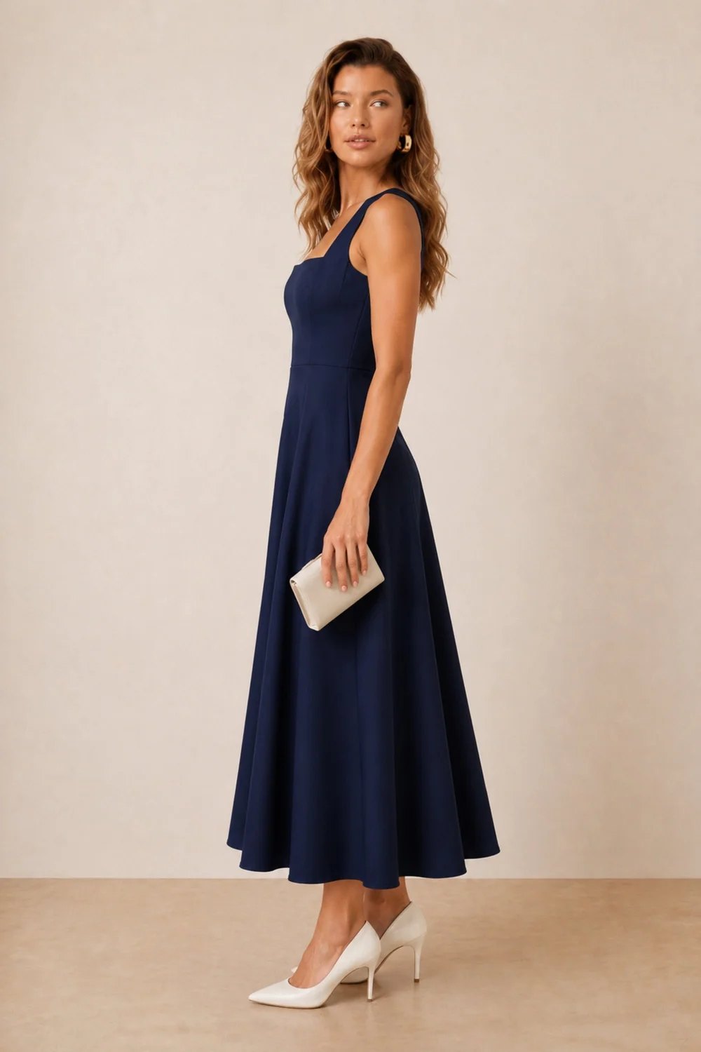 Style Cheat Navy Fit & Flare Midi Dress - 10 Image 2