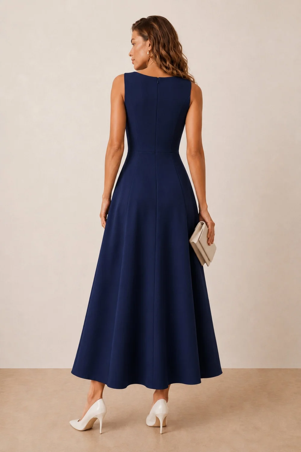 Style Cheat Navy Fit & Flare Midi Dress - 10 Image 3