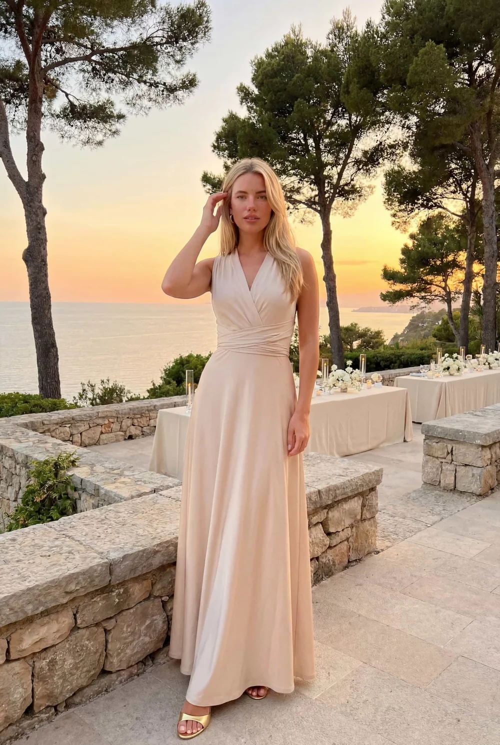 Style Cheat Multi-way Slinky Maxi Dress, Champagne - 14 Image 5