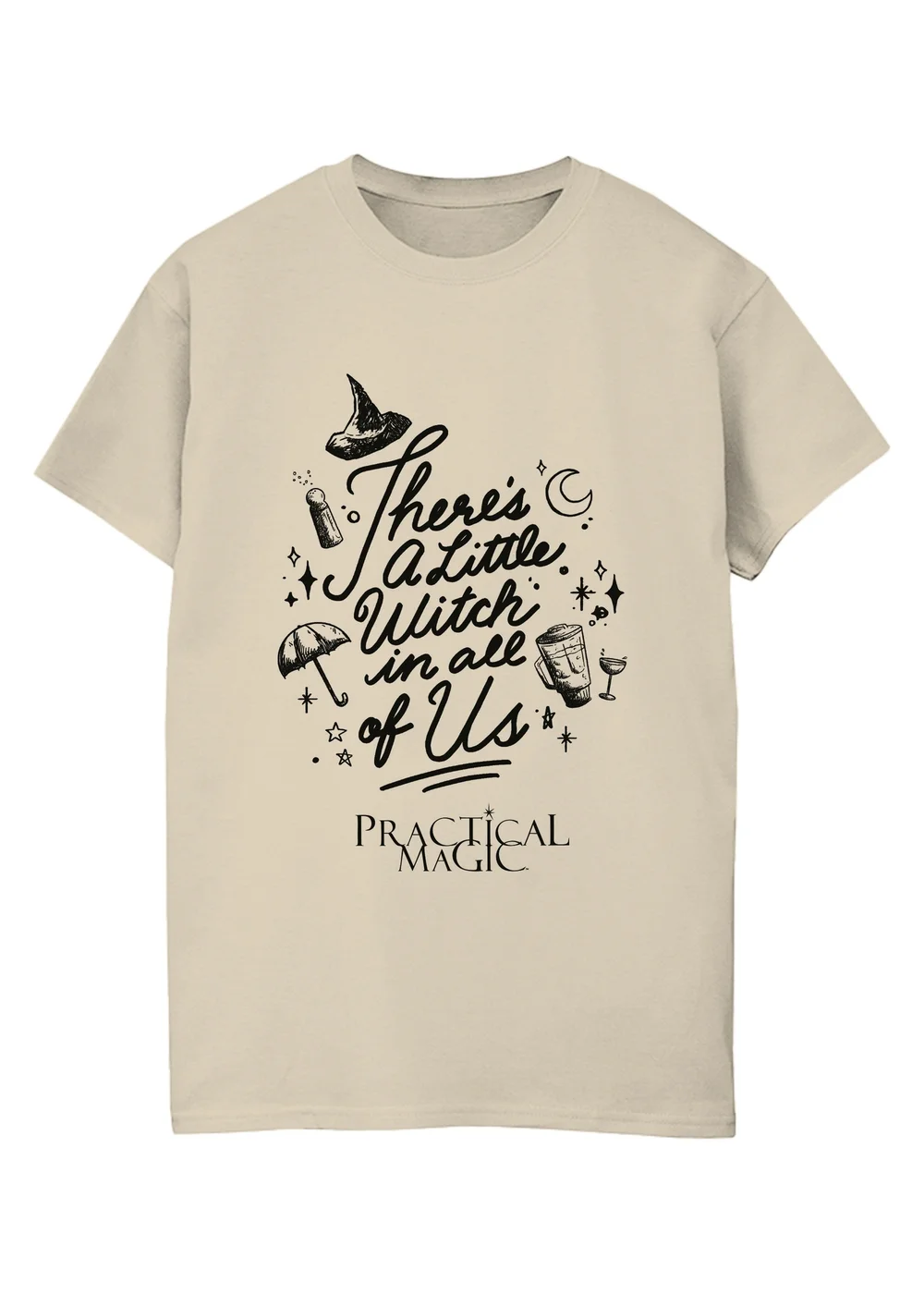 Spiral Galaxy Practical Magic Little Witch Sand Graphic Boyfriend Fit T-Shirt - 3XL Image 1