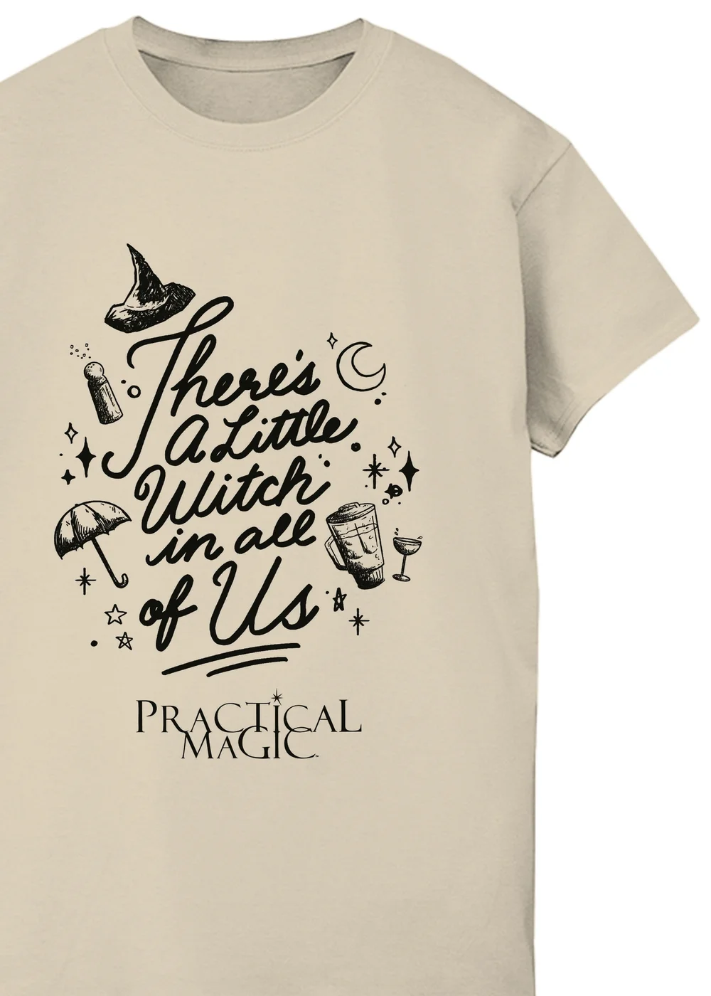 Spiral Galaxy Practical Magic Little Witch Sand Graphic Boyfriend Fit T-Shirt - 3XL Image 2