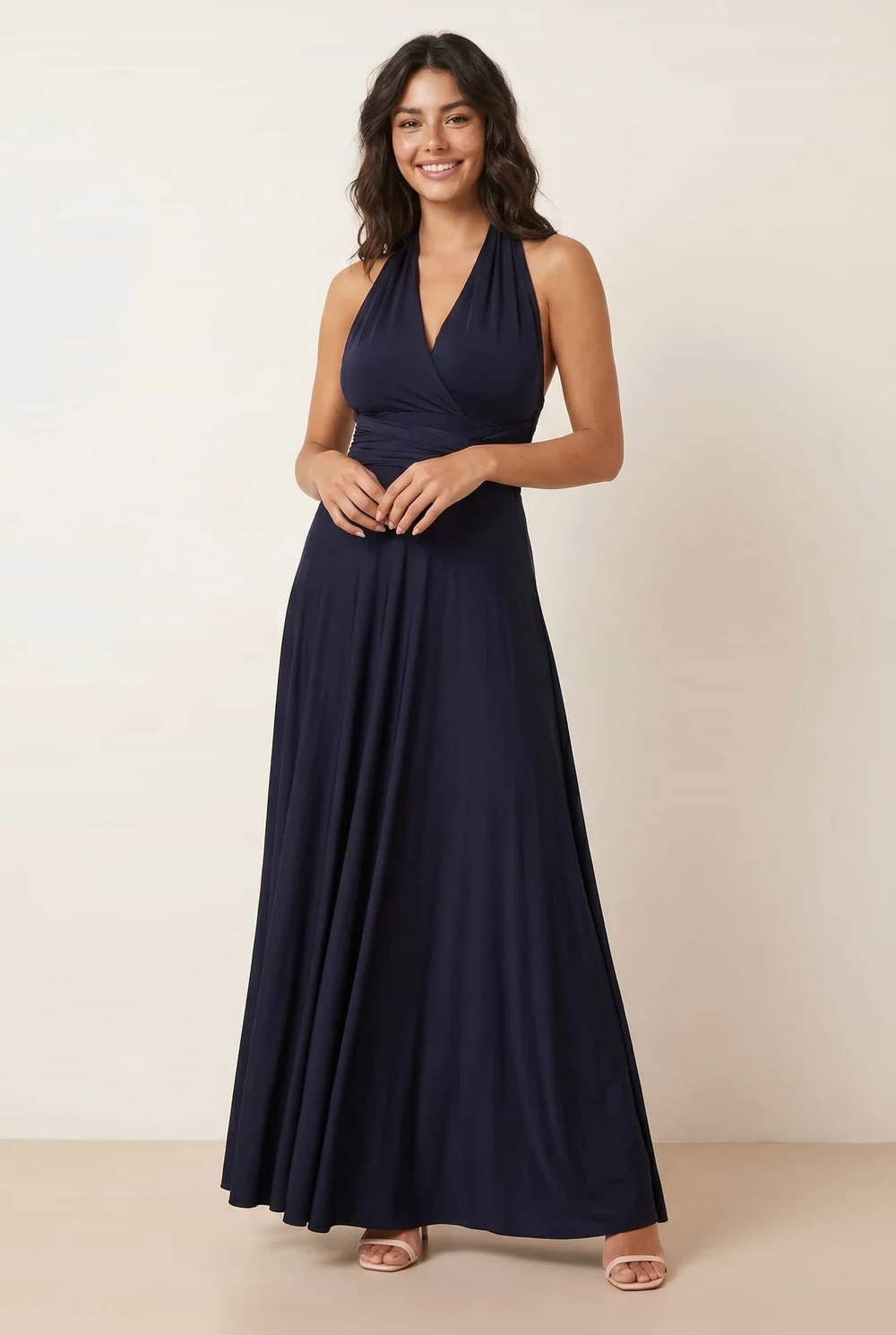 Style Cheat Navy Multiway Slinky Maxi Dress - 10 Image 1