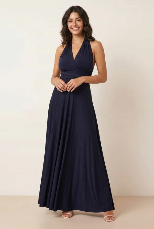 Style Cheat Navy Multiway Slinky Maxi Dress - 10 Image 1