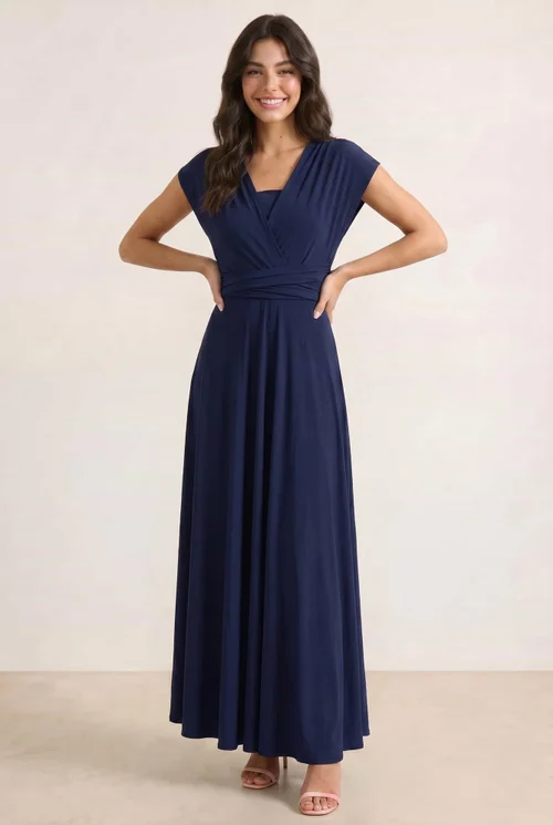 Style Cheat Navy Multiway Slinky Maxi Dress - 10 Image 3
