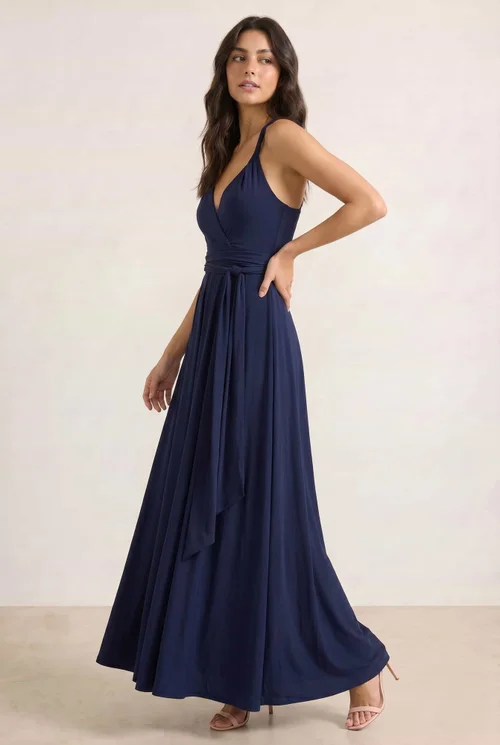 Style Cheat Navy Multiway Slinky Maxi Dress - 10 Image 2