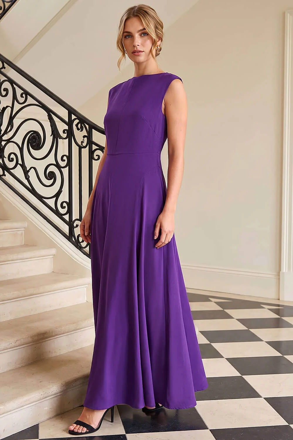 Roman Purple Fit & Flare Midi Dress - 18 Image 2