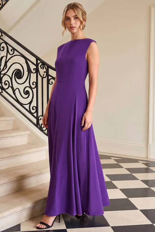 Roman Purple Fit & Flare Midi Dress - 18 Image 2