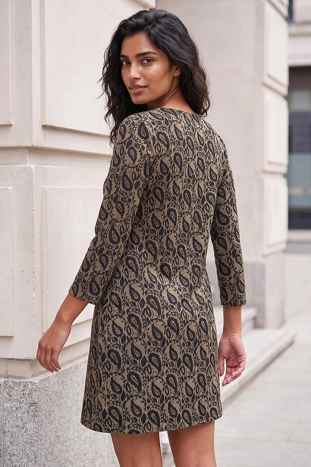 Roman Khaki Jacquard Leaf Dress - 18 Image 3