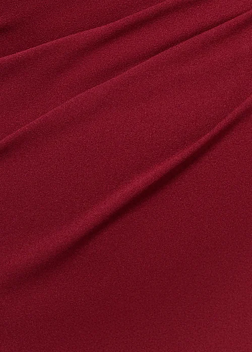 Goddiva Burgundy Asymmetric One Shoulder Front Split Scuba Crepe Maxi Dress - 18 Image 4