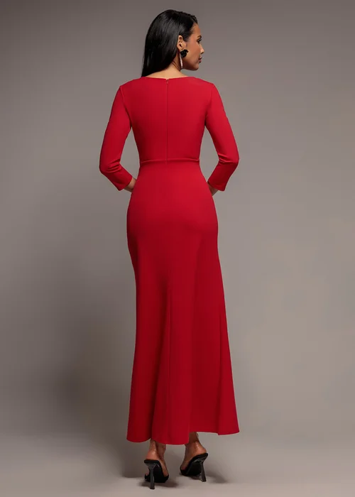 Goddiva Red Front Wrap Asymmetric Hem Scuba Maxi Dress - 10 Image 2