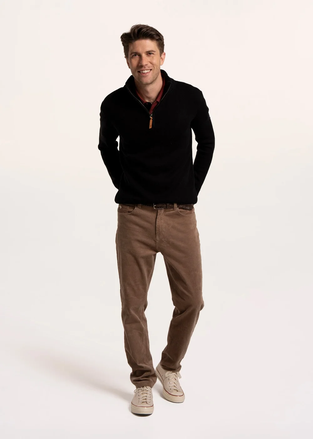 Brakeburn Navy Sloe 1/4 Zip Knitted Jumper - XL Image 1
