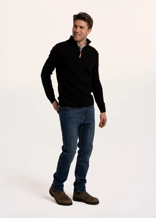 Brakeburn Navy Sloe 1/4 Zip Knitted Jumper - XL Image 3