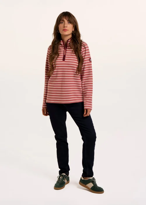 Brakeburn Pink Marley Stripe Polar Fleece 1/4 Zip Sweatshirt - 20 Image 5