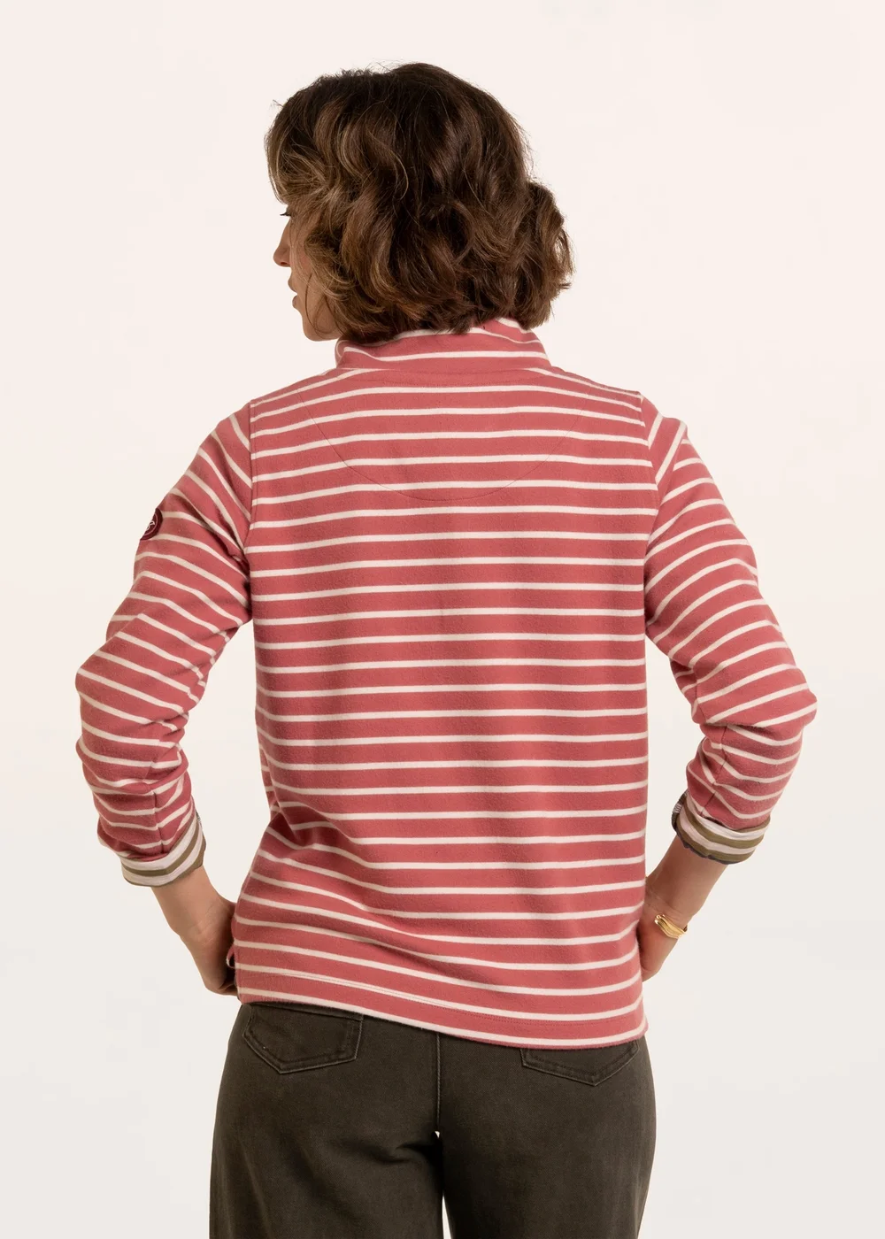 Brakeburn Pink Marley Stripe Polar Fleece 1/4 Zip Sweatshirt - 20 Image 2