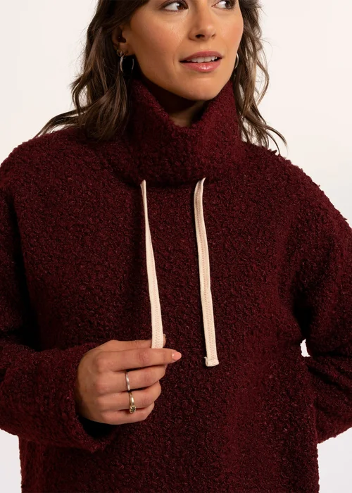 Brakeburn Burgundy Hatchet Boucle Cowl Neck Sweatshirt - 12 Image 4