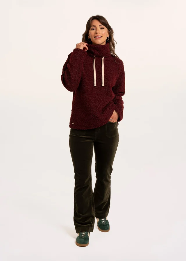 Brakeburn Burgundy Hatchet Boucle Cowl Neck Sweatshirt