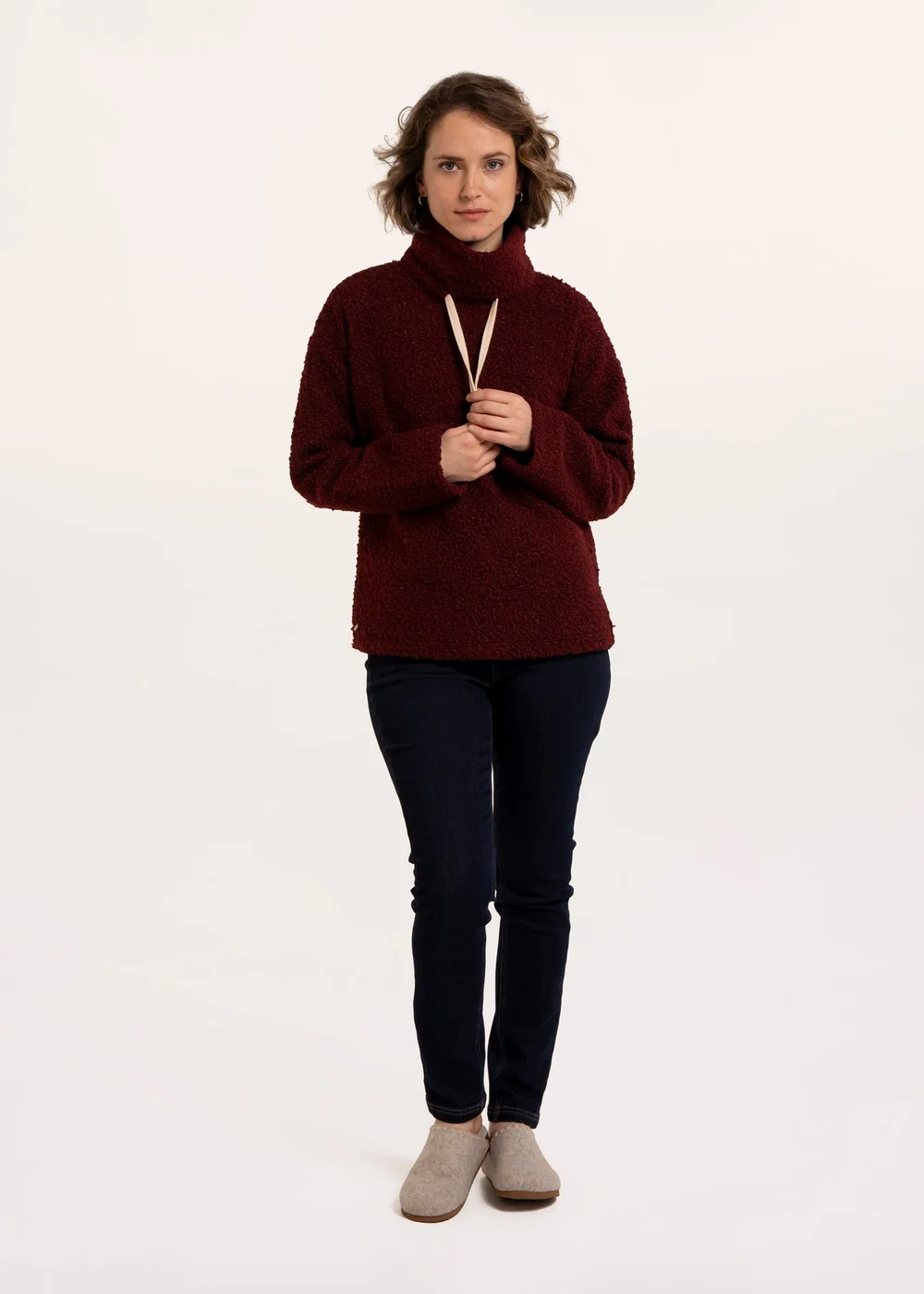 Brakeburn Burgundy Hatchet Boucle Cowl Neck Sweatshirt - 12 Image 5