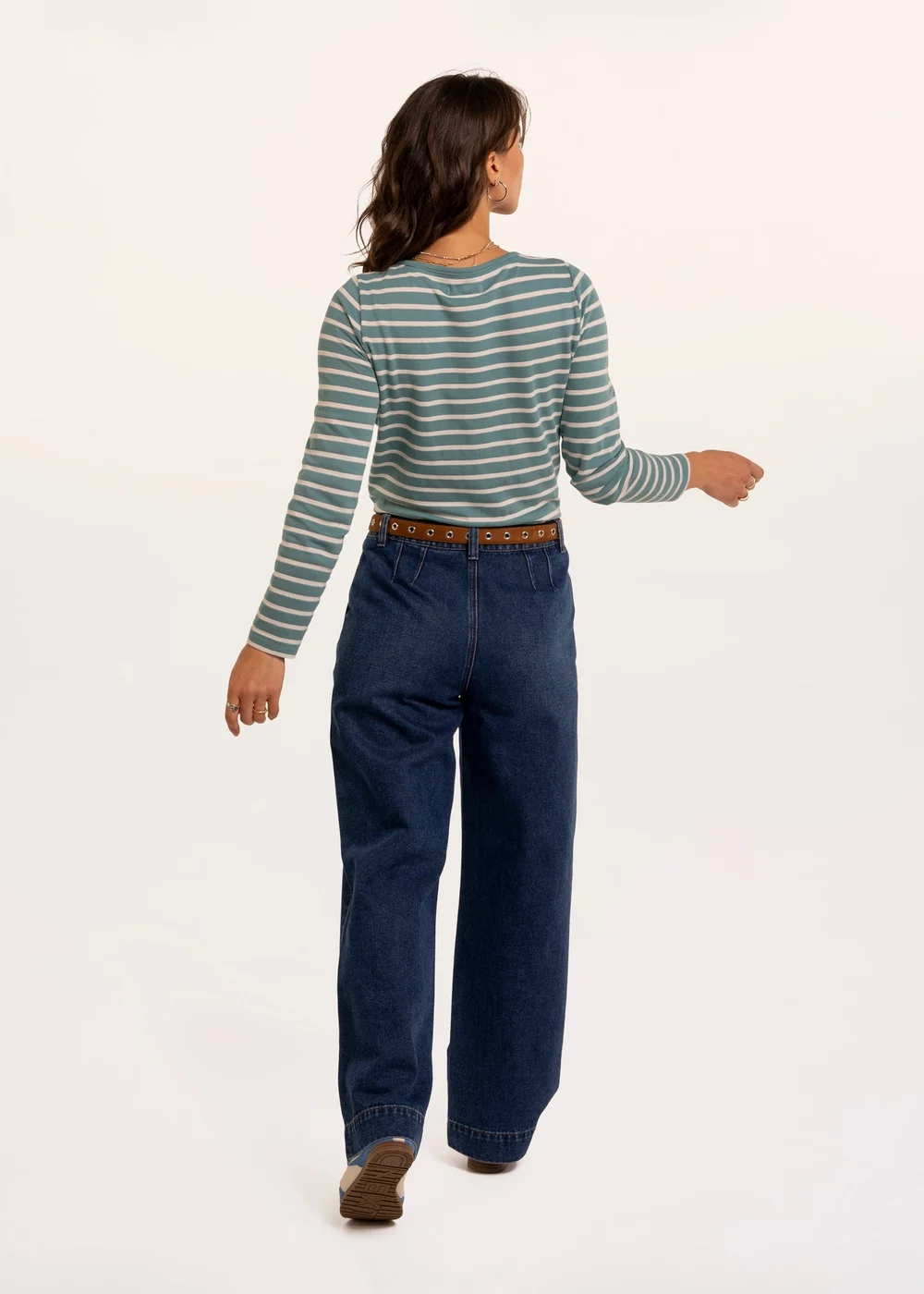 Brakeburn Turquoise Studland Textured Stripe Long Sleeve T-Shirt - 10 Image 2
