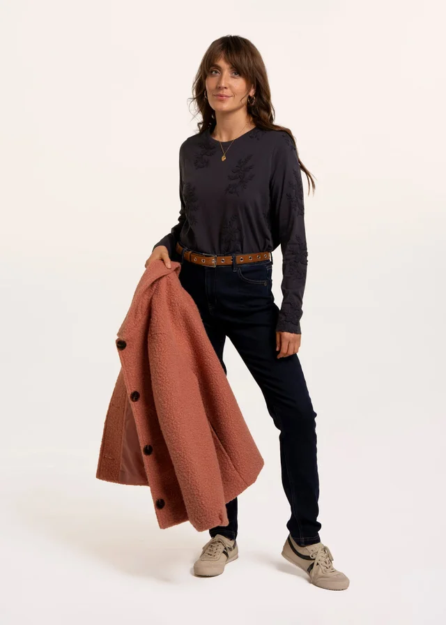 Brakeburn Navy Daria Embroidered Long Sleeve T-Shirt