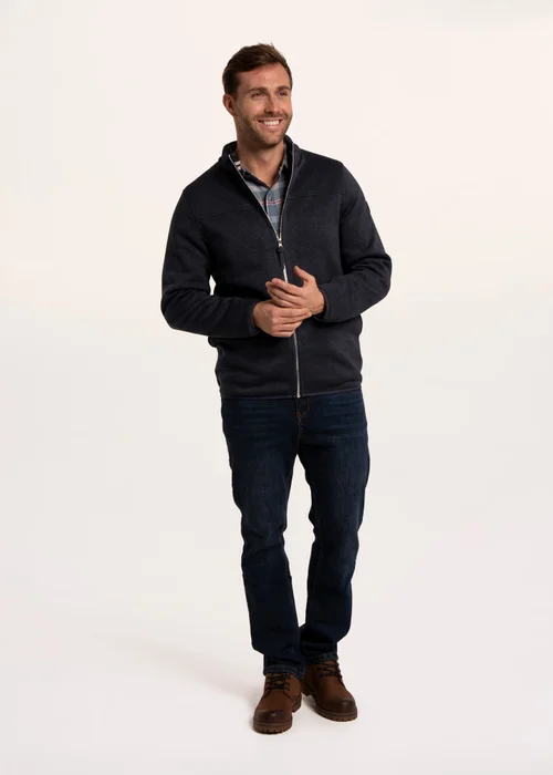 Brakeburn Navy Passford Full Zip Knitted Fleece - M Image 1