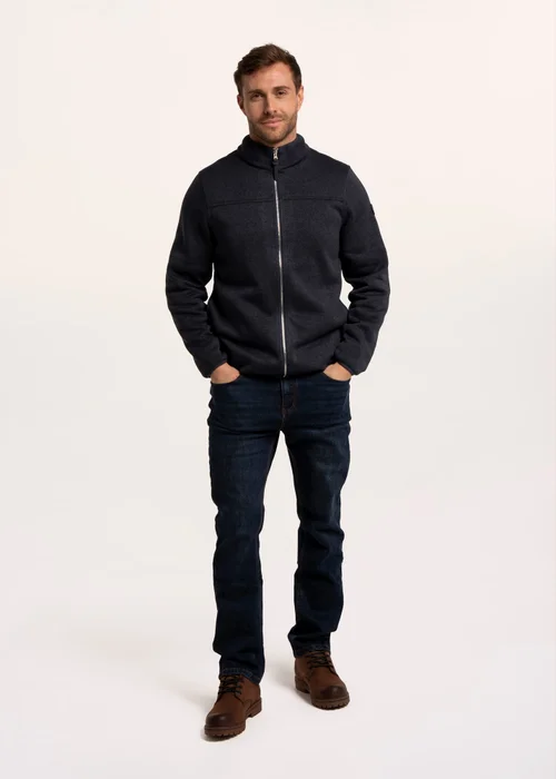 Brakeburn Navy Passford Full Zip Knitted Fleece - M Image 2