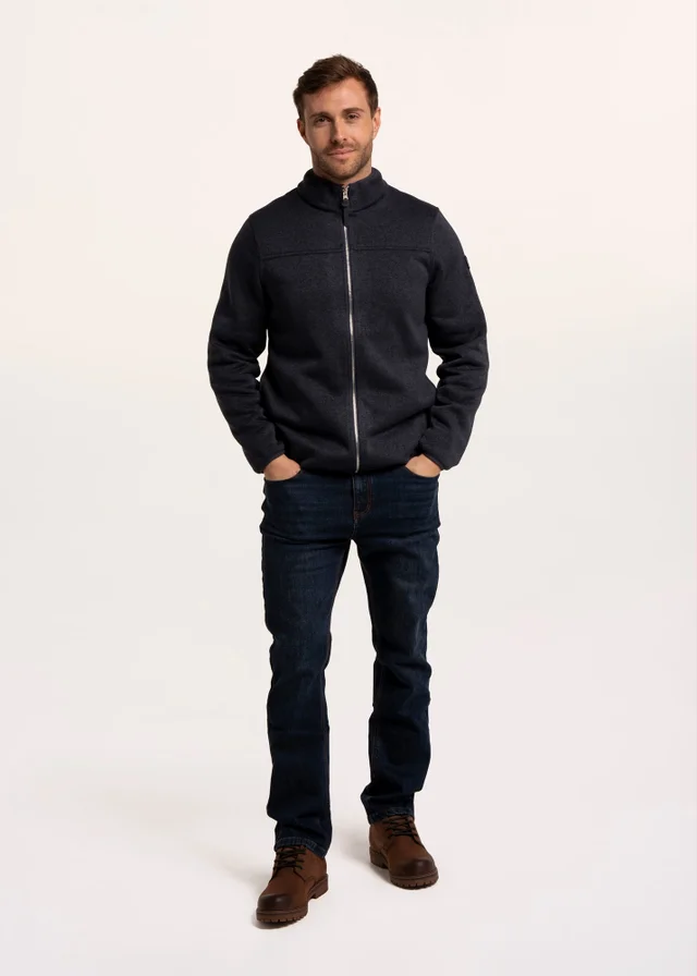 Brakeburn Navy Passford Full Zip Knitted Fleece