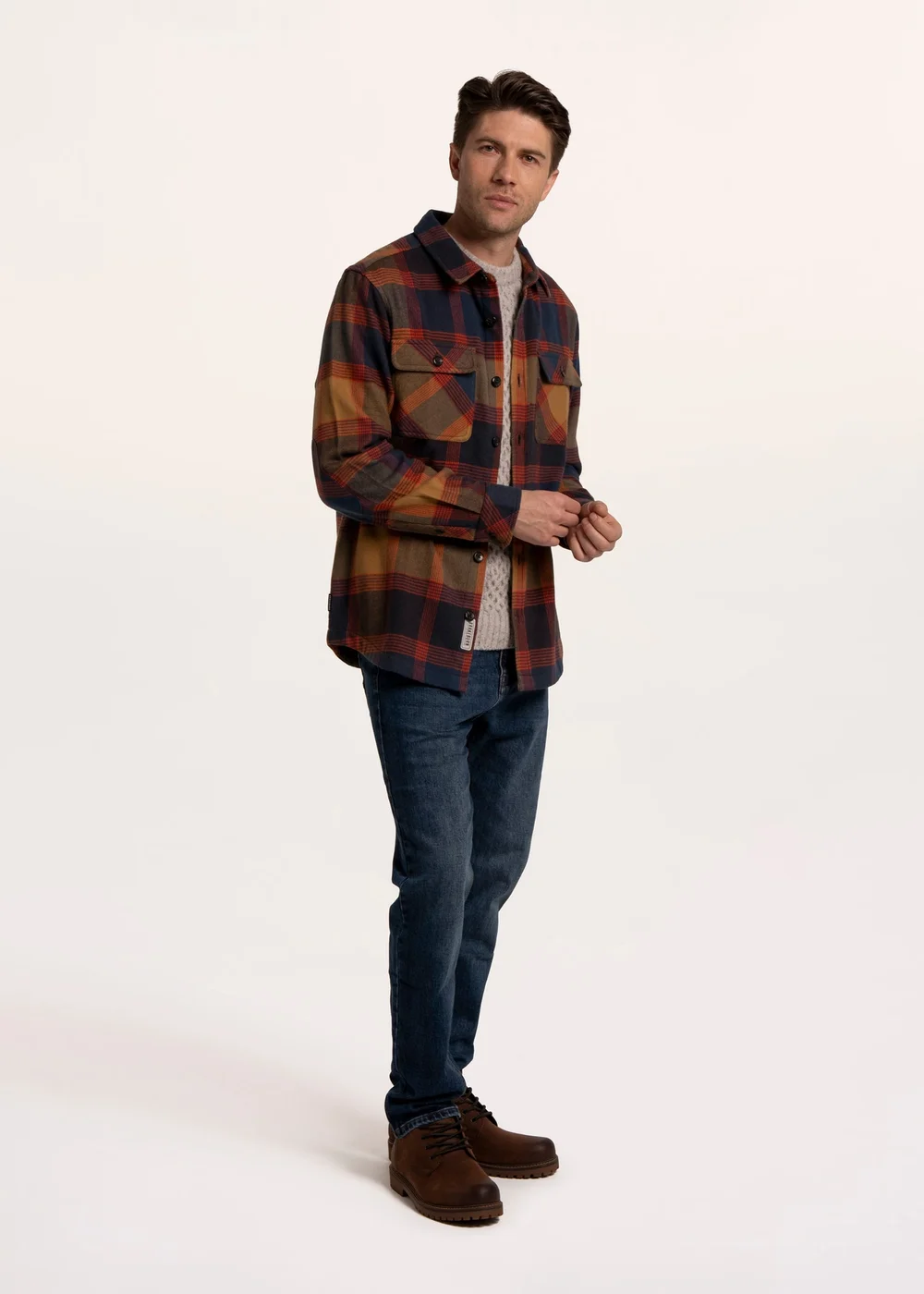 Brakeburn Navy Checkford Check Shirt - XL Image 3