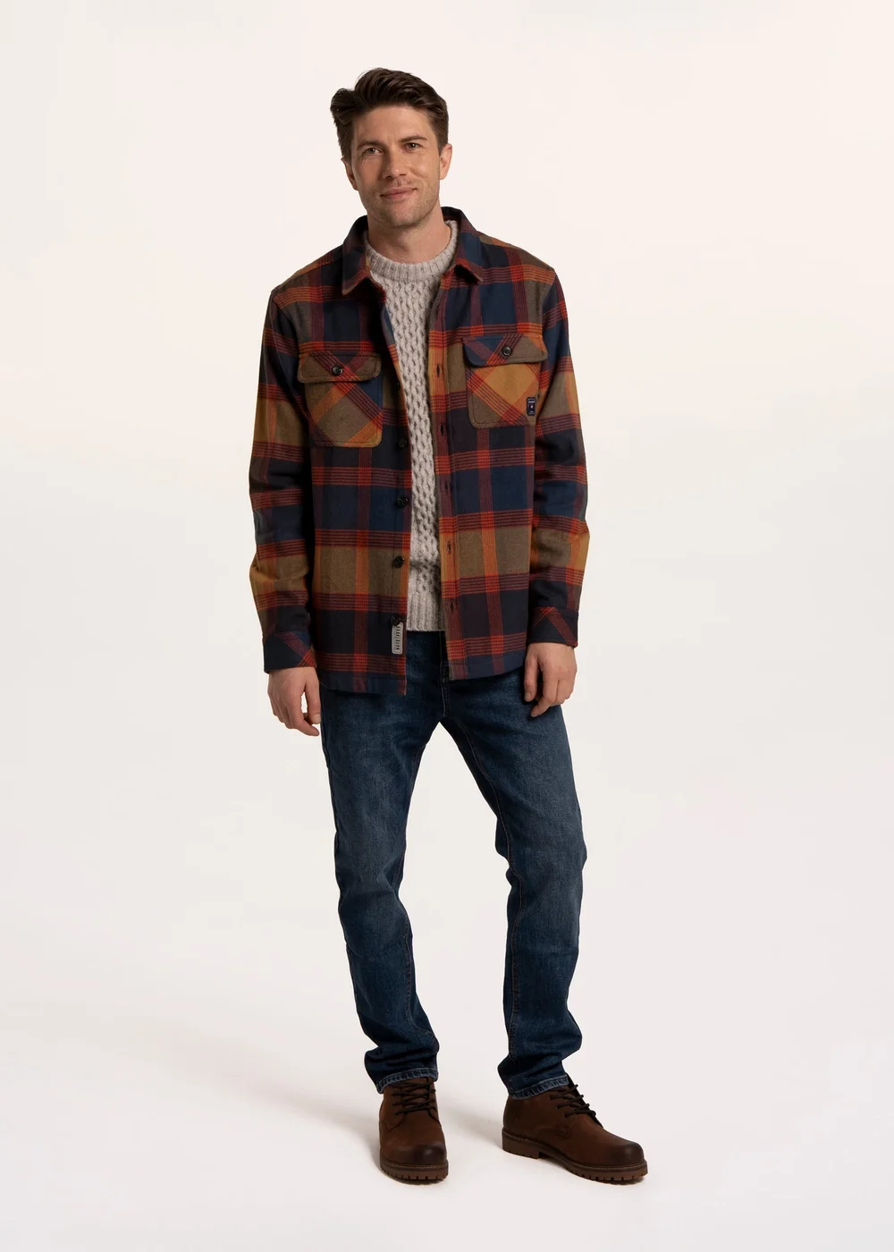 Brakeburn Navy Checkford Check Shirt - XL Image 4