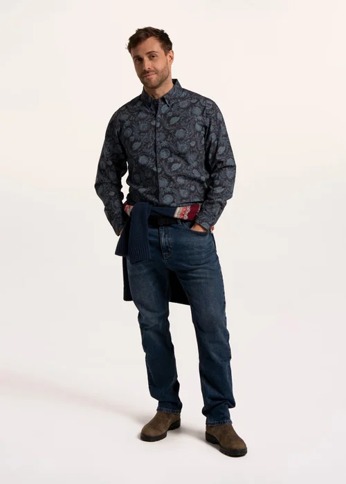 Brakeburn Blue Hendon Abstract Floral Printed Shirt - S Image 5