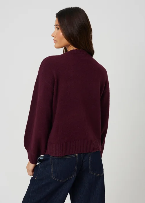 Brave Soul Burgundy Sequin Candy Cane Christmas Jumper - XS Image 2