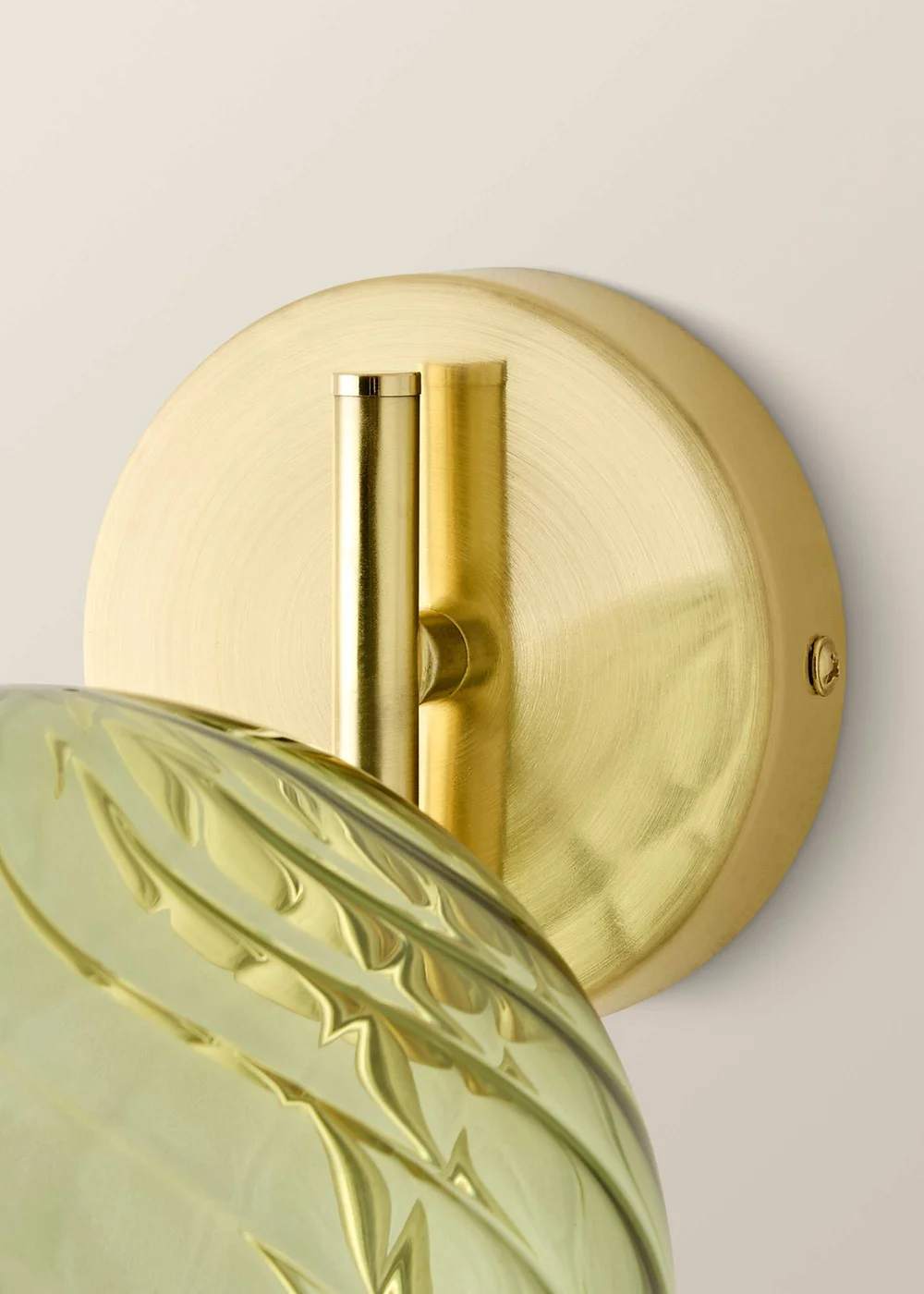 ValueLights Sydney Brushed Gold Green Twill Glass Semi Flush Wall Light - One Size Image 6