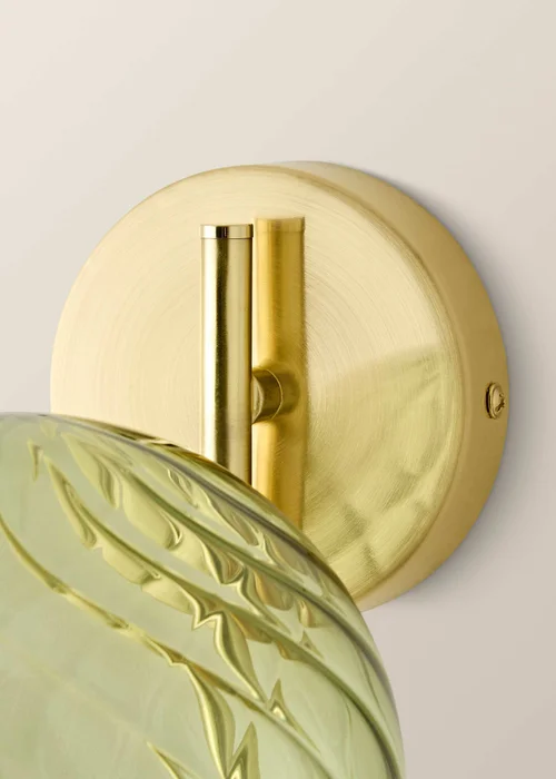 ValueLights Sydney Brushed Gold Green Twill Glass Semi Flush Wall Light - One Size Image 6