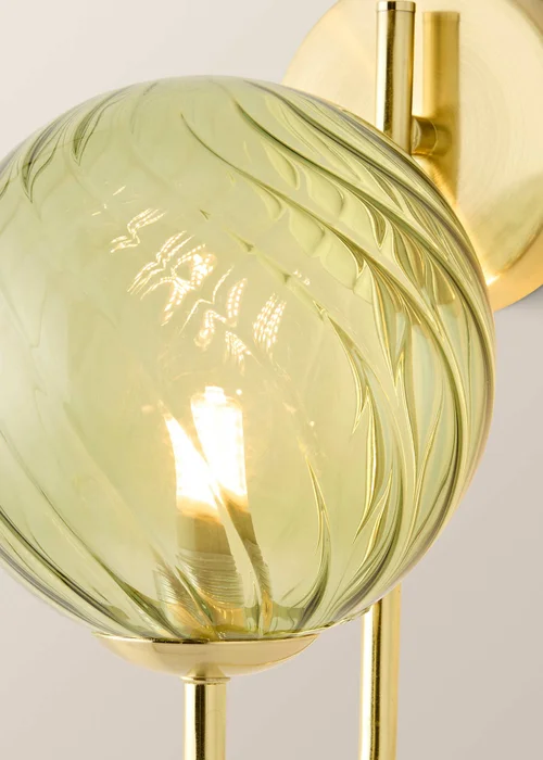 ValueLights Sydney Brushed Gold Green Twill Glass Semi Flush Wall Light - One Size Image 4