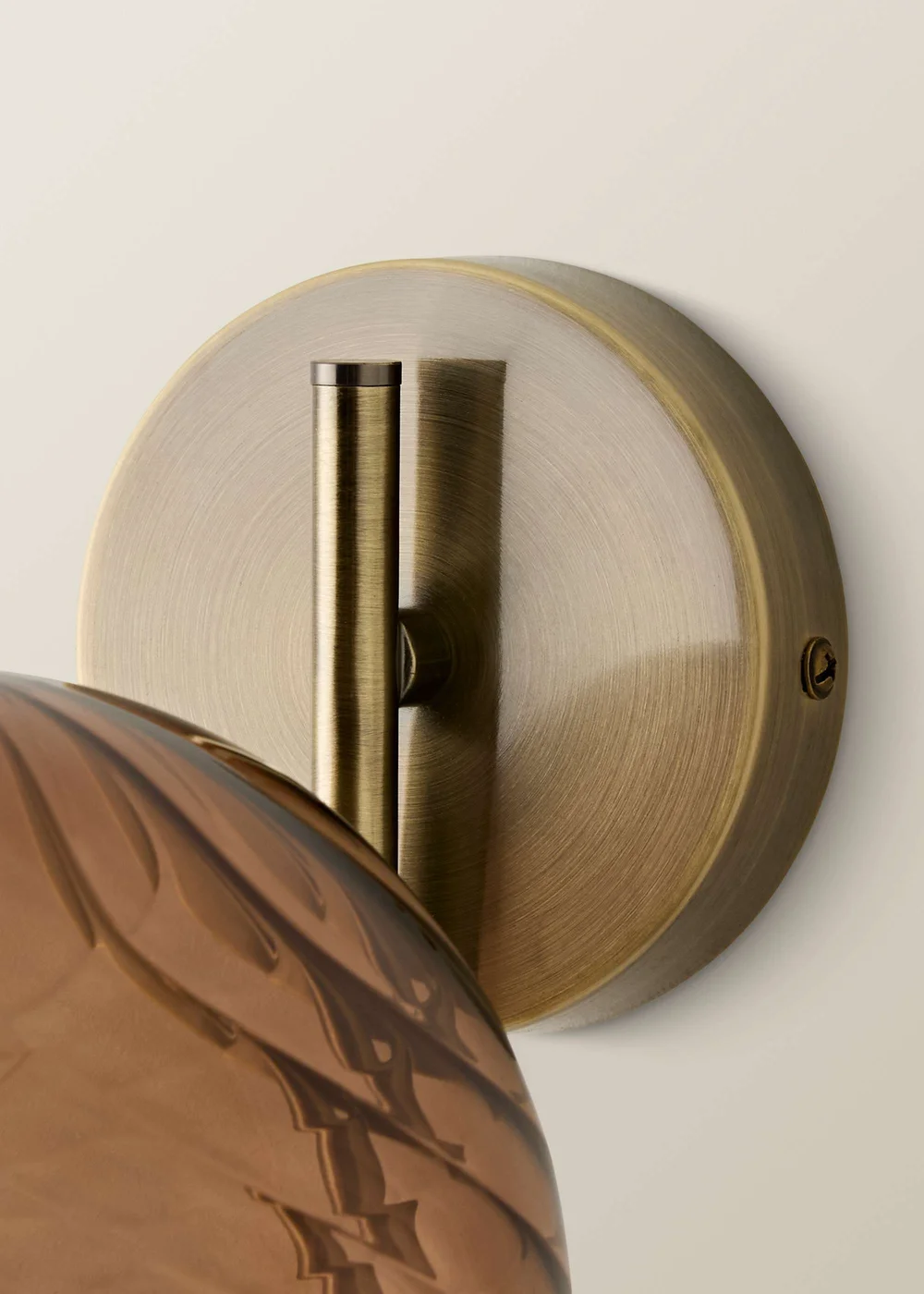 ValueLights Sydney Brushed Brass Brown Twill Glass Semi Flush Wall Light - One Size Image 6