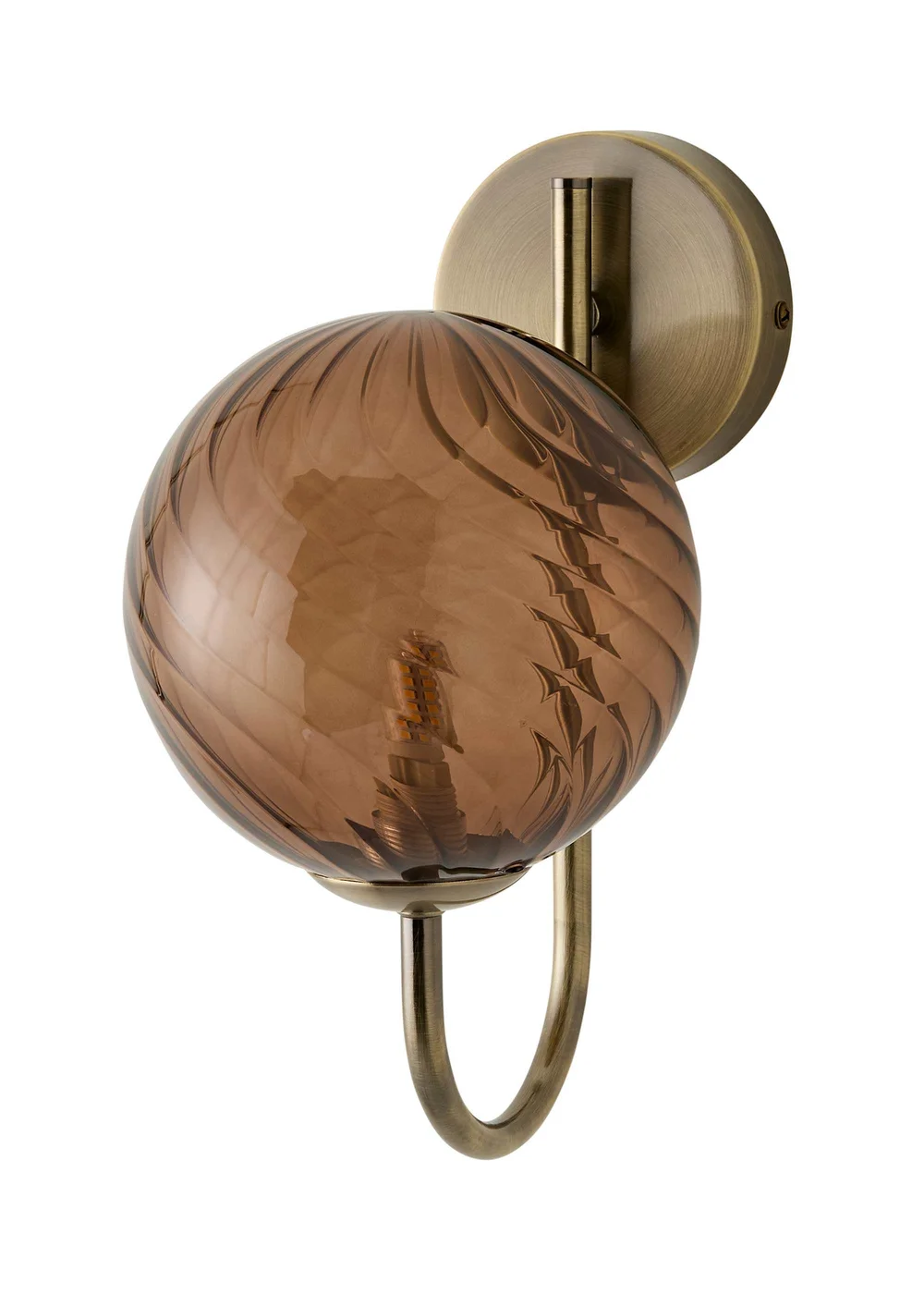ValueLights Sydney Brushed Brass Brown Twill Glass Semi Flush Wall Light - One Size Image 5