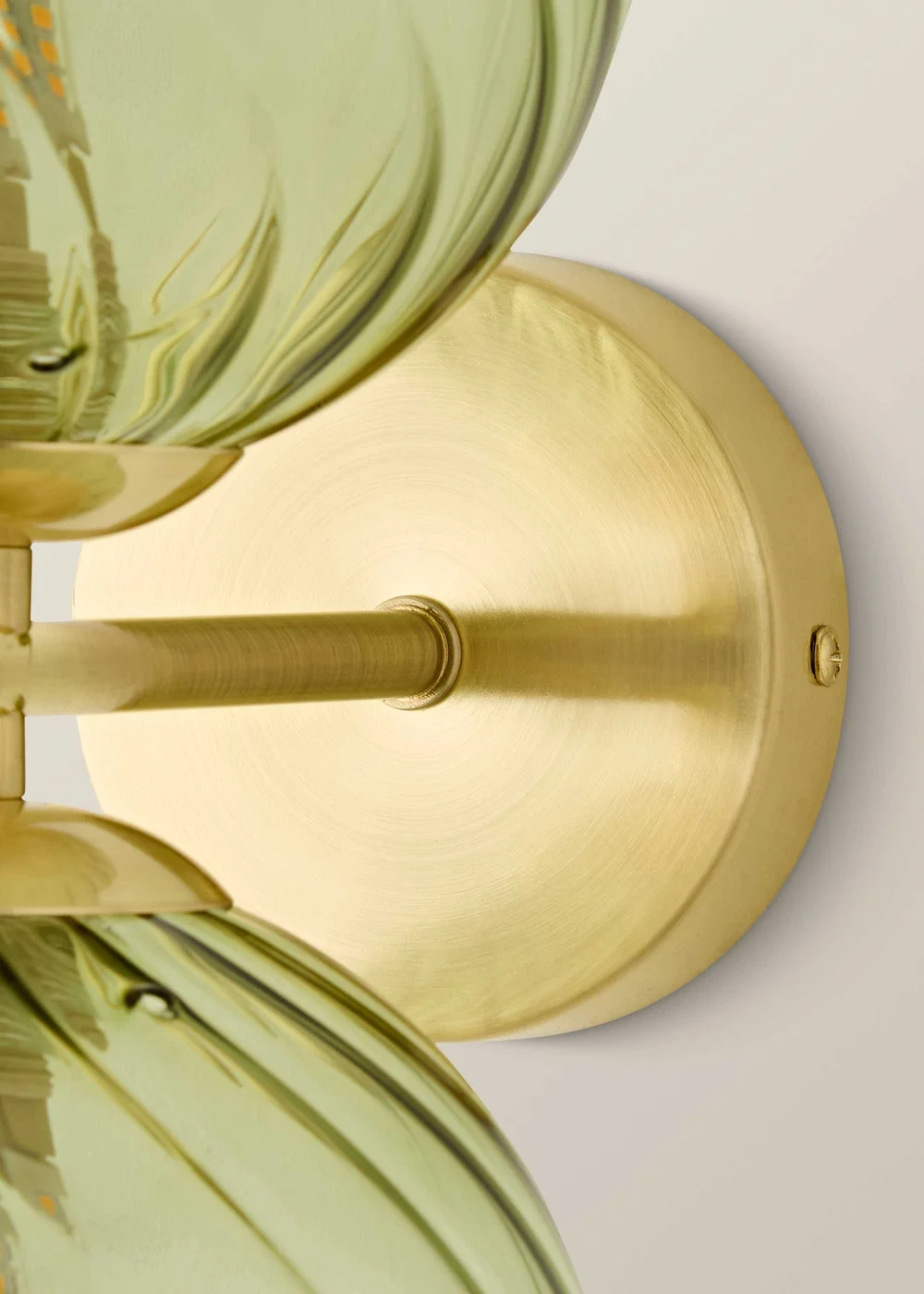 ValueLights Sydney Brushed Gold Two Arm Green Twill Glass Semi Flush Wall Light - One Size Image 4