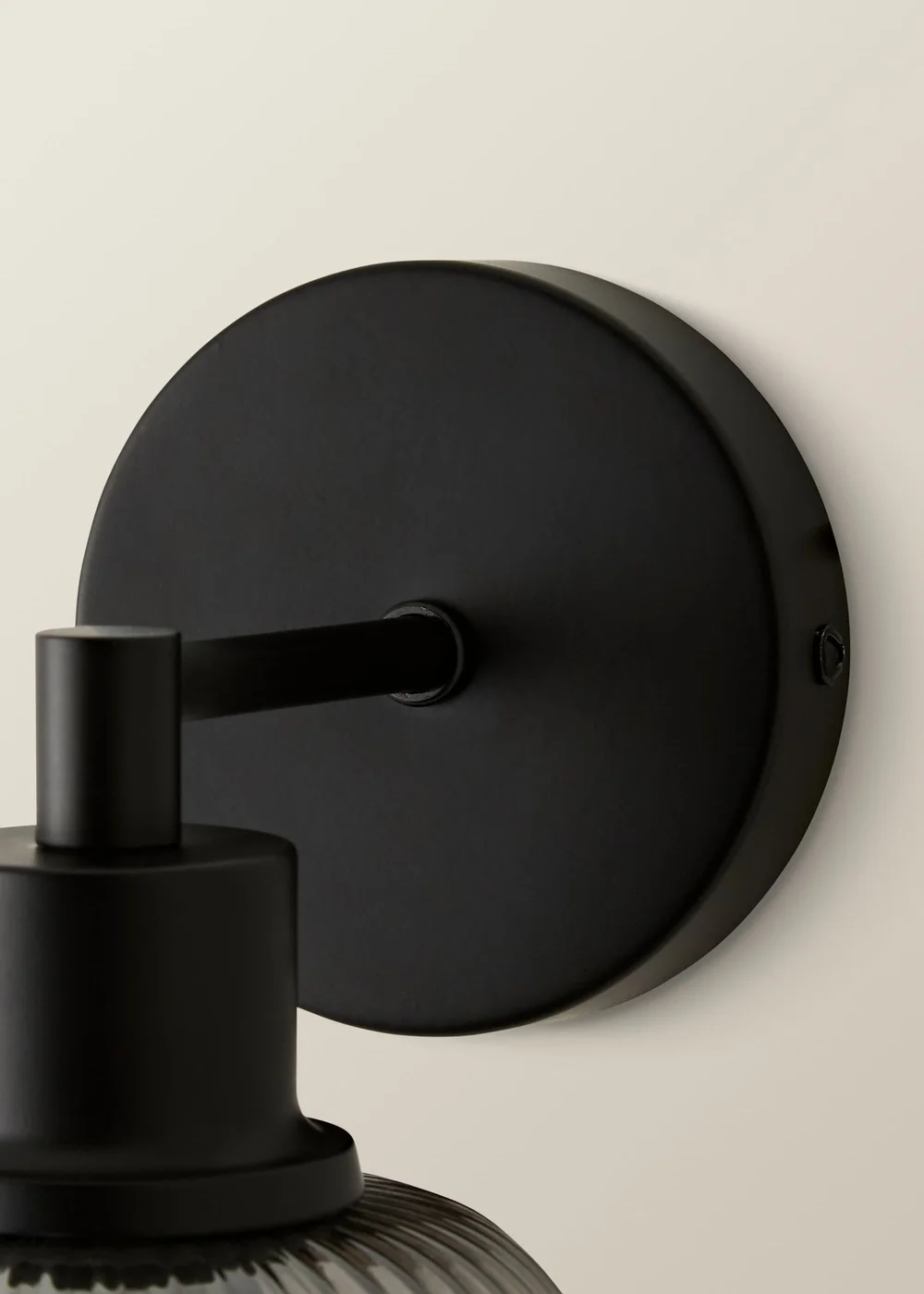 ValueLights Calpe Matte Black Ribbed Smoke Glass Semi Flush Wall Light - One Size Image 6