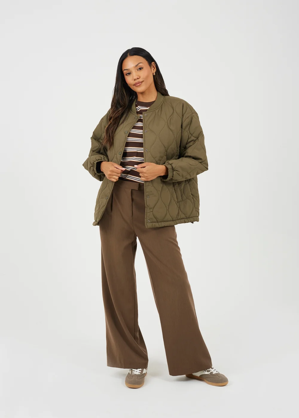 Brave Soul Khaki Oversized Quilted Jacket - 8 Image 3