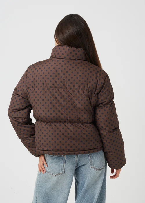 Brave Soul Chocolate Polka Dot Puffer Jacket - 8 Image 2