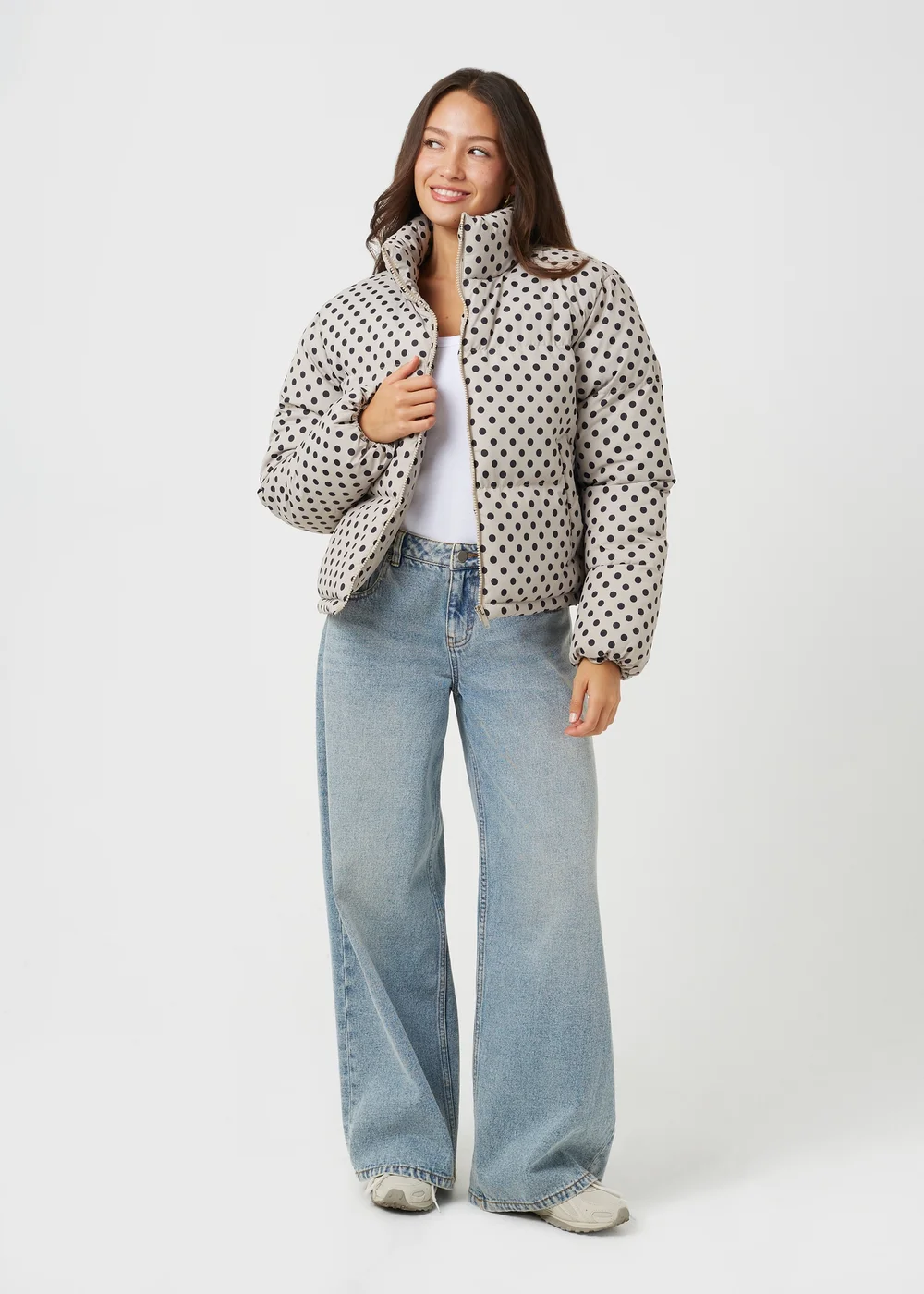 Brave Soul Cream Polka Dot Puffer Jacket - 10 Image 3