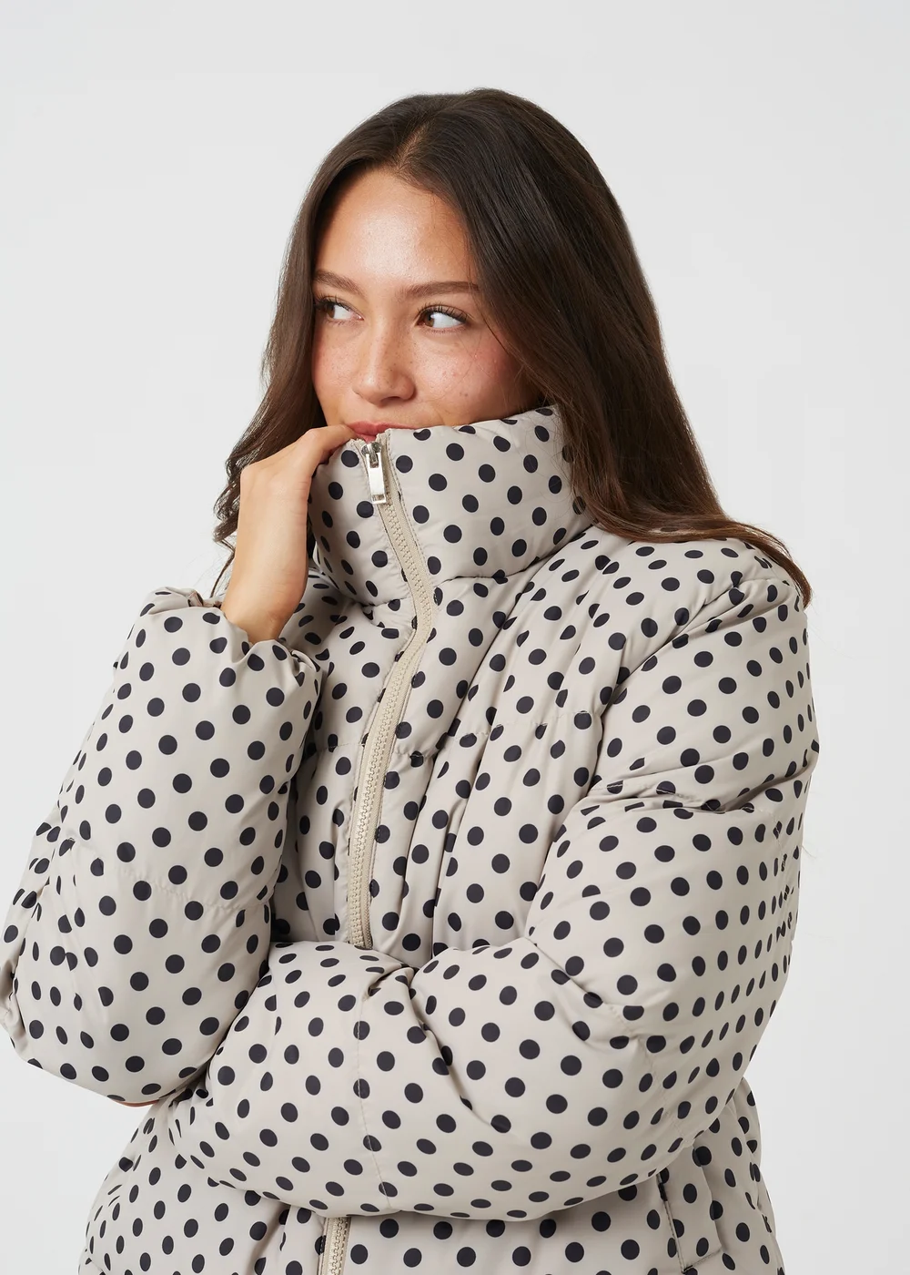 Brave Soul Cream Polka Dot Puffer Jacket - 10 Image 4
