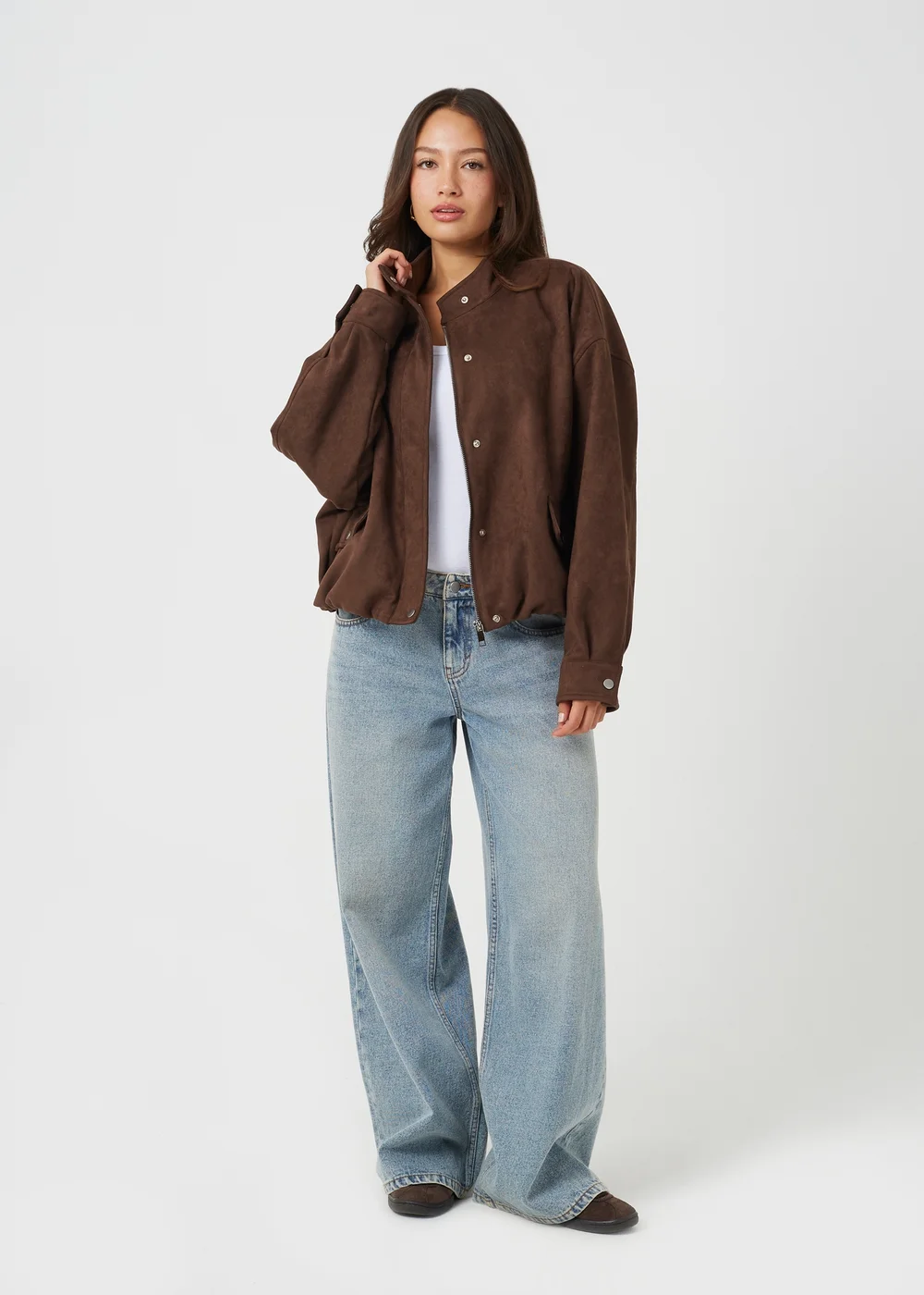 Brave Soul Chocolate Faux Suede Short Bomber Jacket - 10 Image 3