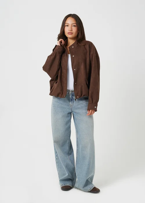 Brave Soul Chocolate Faux Suede Short Bomber Jacket - 10 Image 3