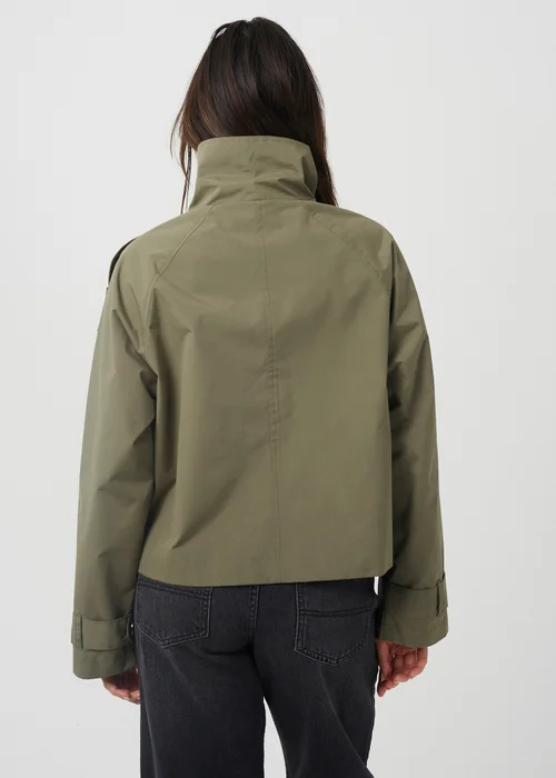 Brave Soul Khaki Oversized Collar Short Double Breasted Mac - 14 Image 2