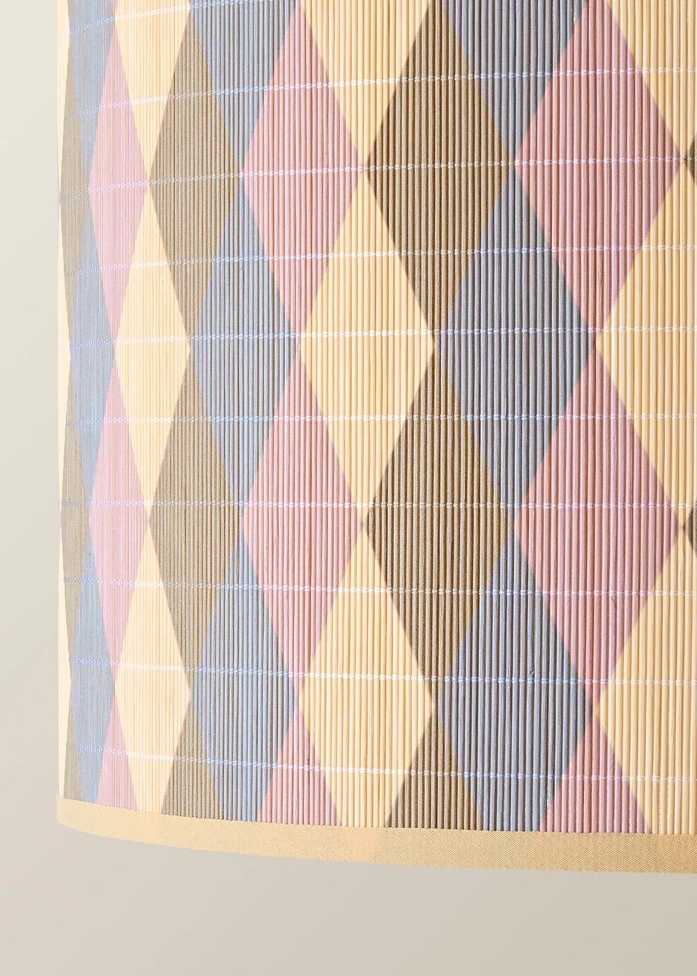 ValueLights Lori Harlequin Print Large Bamboo Drum Shade 45cm - One Size Image 4