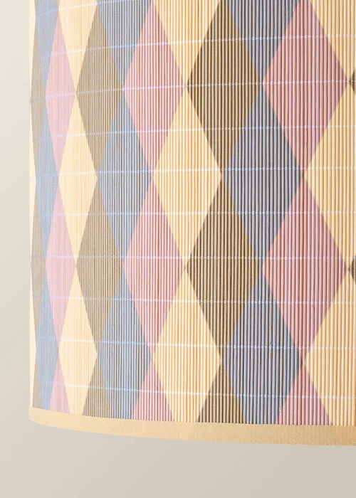 ValueLights Lori Harlequin Print Large Bamboo Drum Shade 45cm - One Size Image 4