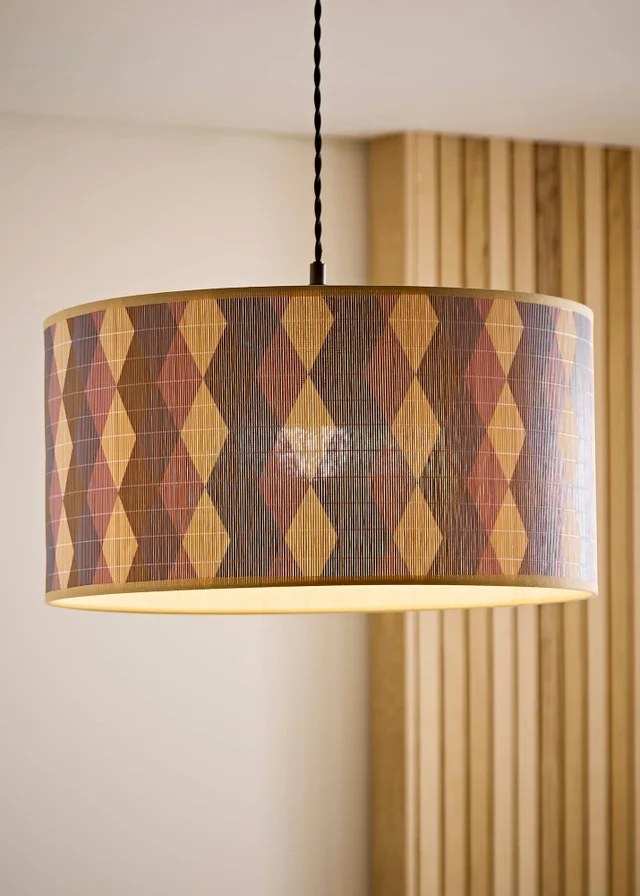 ValueLights Lori Harlequin Print Large Bamboo Drum Shade 45cm
