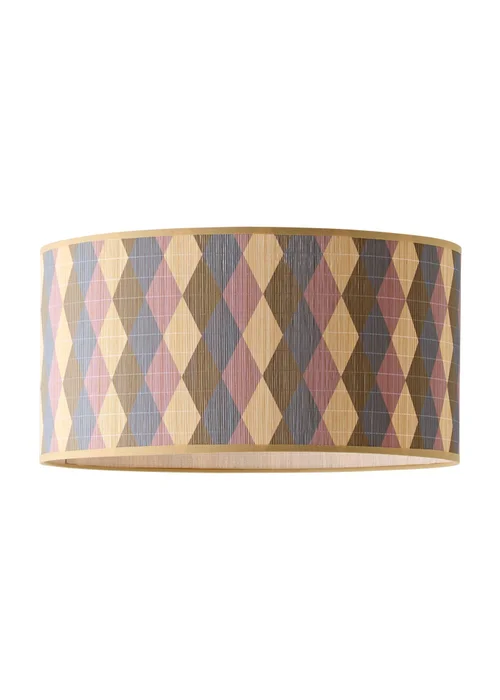 ValueLights Lori Harlequin Print Large Bamboo Drum Shade 45cm - One Size Image 5