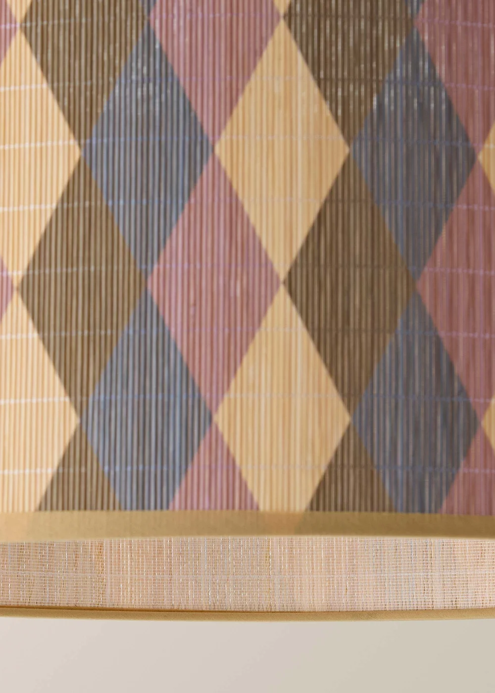 ValueLights Lori Harlequin Print Large Bamboo Drum Shade 45cm - One Size Image 6