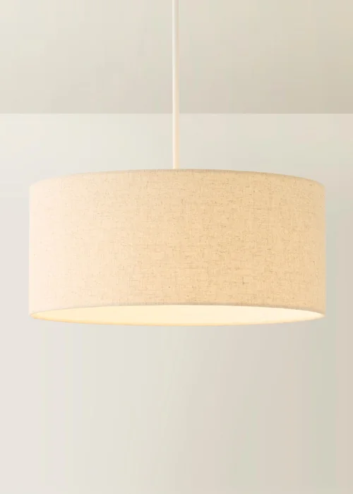 ValueLights Reni Natural Large Linen Squat Drum Shade 45cm - One Size Image 3